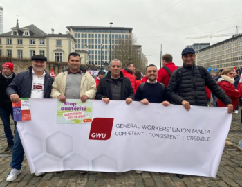Il-GWU jingħaqdu f’dimostrazzjoni fi Brussell b’solidarjetà mal-ħaddiema