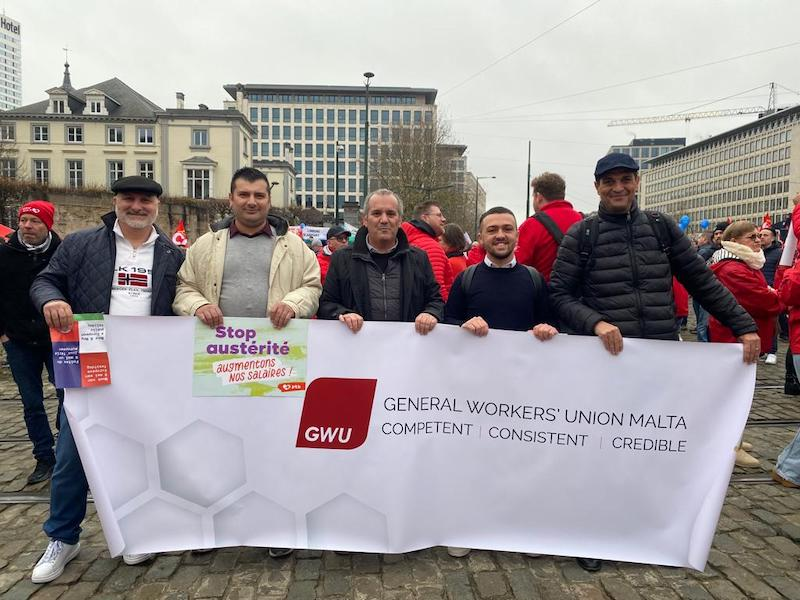 Il-GWU jingħaqdu f’dimostrazzjoni fi Brussell b’solidarjetà mal-ħaddiema